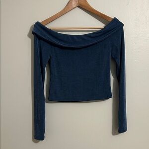 Elegant Off-Shoulder Blue Blouse